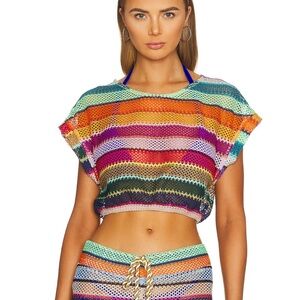 PQ Swim Coverup Set Renee - Crop Top & Bree Boho Pant in Calypso - REVOLVE